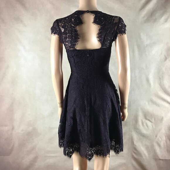 BB DAKOTA Dark Plum Lace Fit and Flare Mini Dress Size 0 - Picture 7 of 8